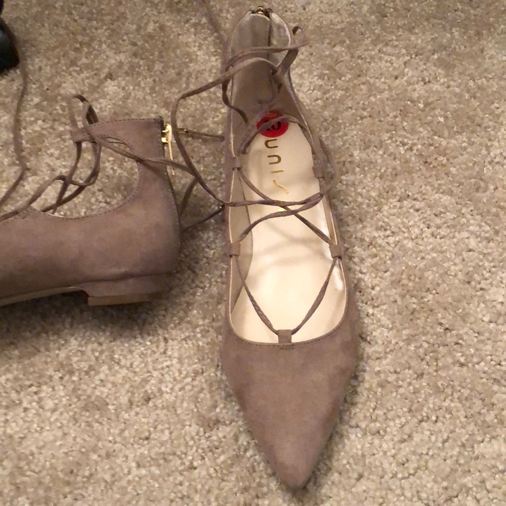 Lace up neutral flats